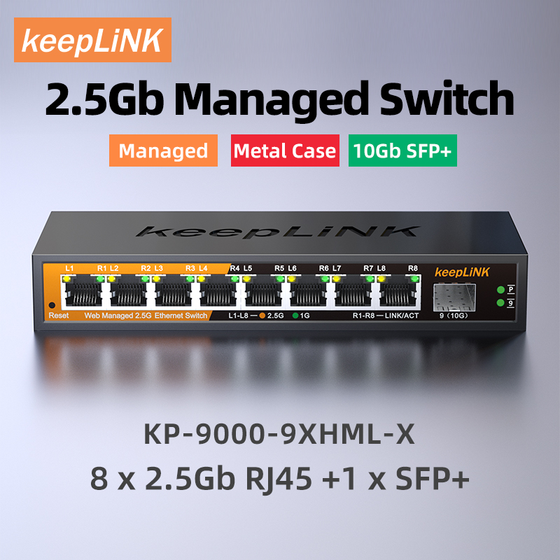 Sfp+ 10G Managed Switch 8 Port - Kontrolowany przełącznik KeepLiNK 2,5 Gb z